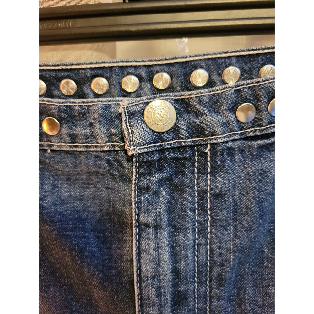 Studded Denim Jean Mini Skirt Women’s 9/10 Ralph Lauren Punk Metal Edgy Rock - Picture 9 of 12